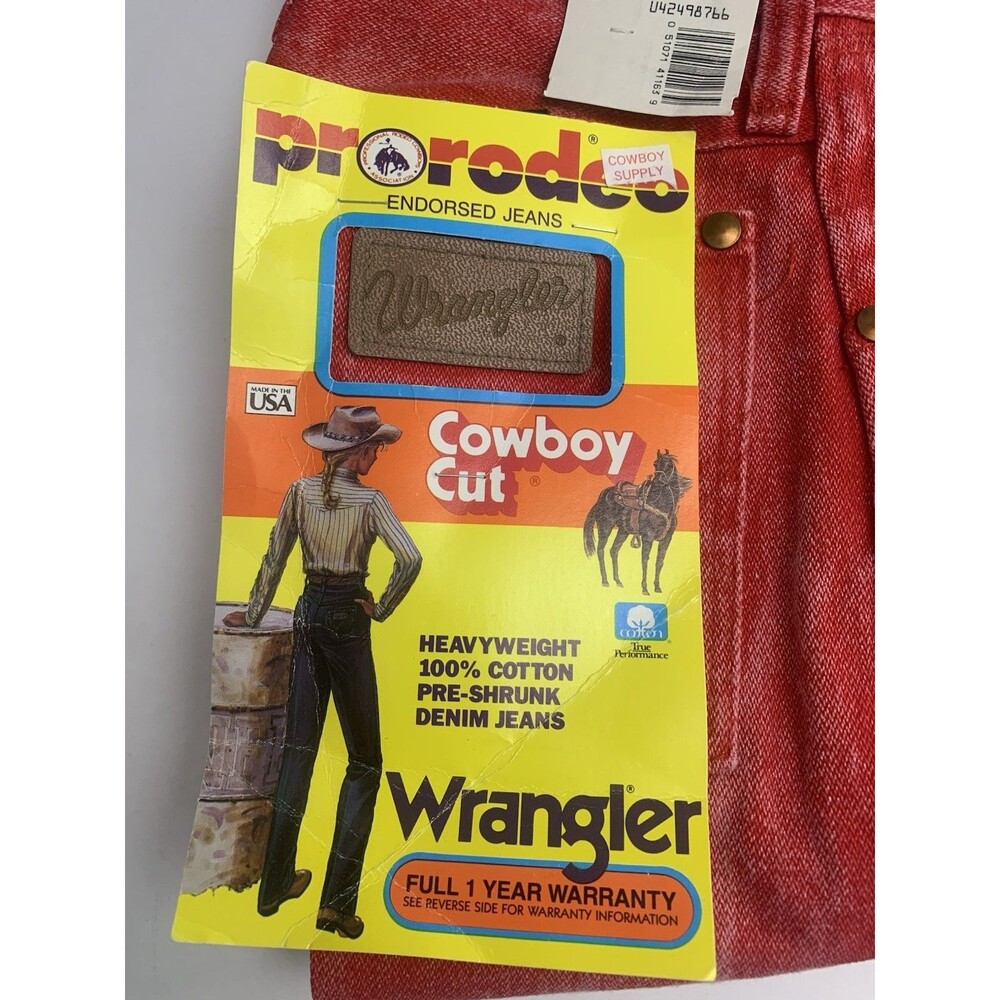 VTG Wrangler Women’s Jeans 1 x 34 Cowboy Cut Western Acid Wash Red-Orange Rodeo - Picture 3 of 16